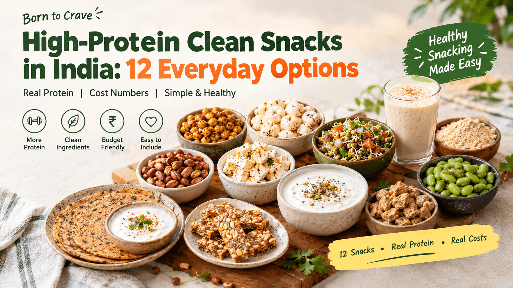 High-Protein Clean Snacks in India: 12 Everyday Options (With Real Protein & Cost Numbers)