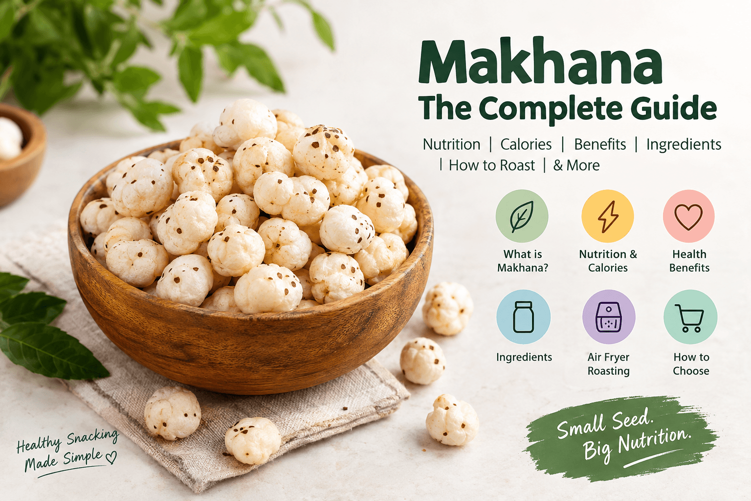 Roasted makhana or fox nuts in a bowl